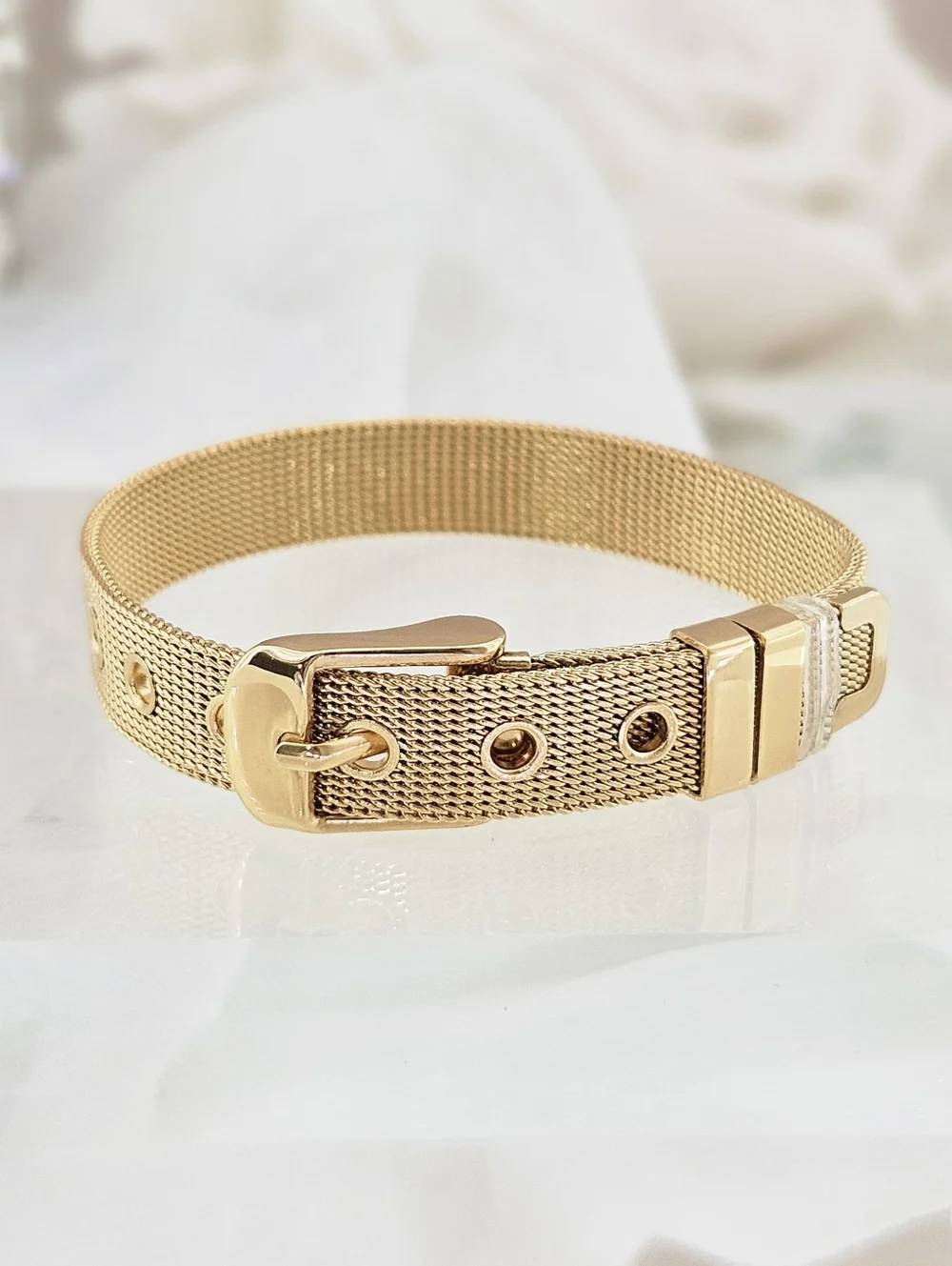 Adornia Belt Bracelet 14k Gold Plated Adjustable Modern Minimalist Classic Gifts - Picture 2 of 3